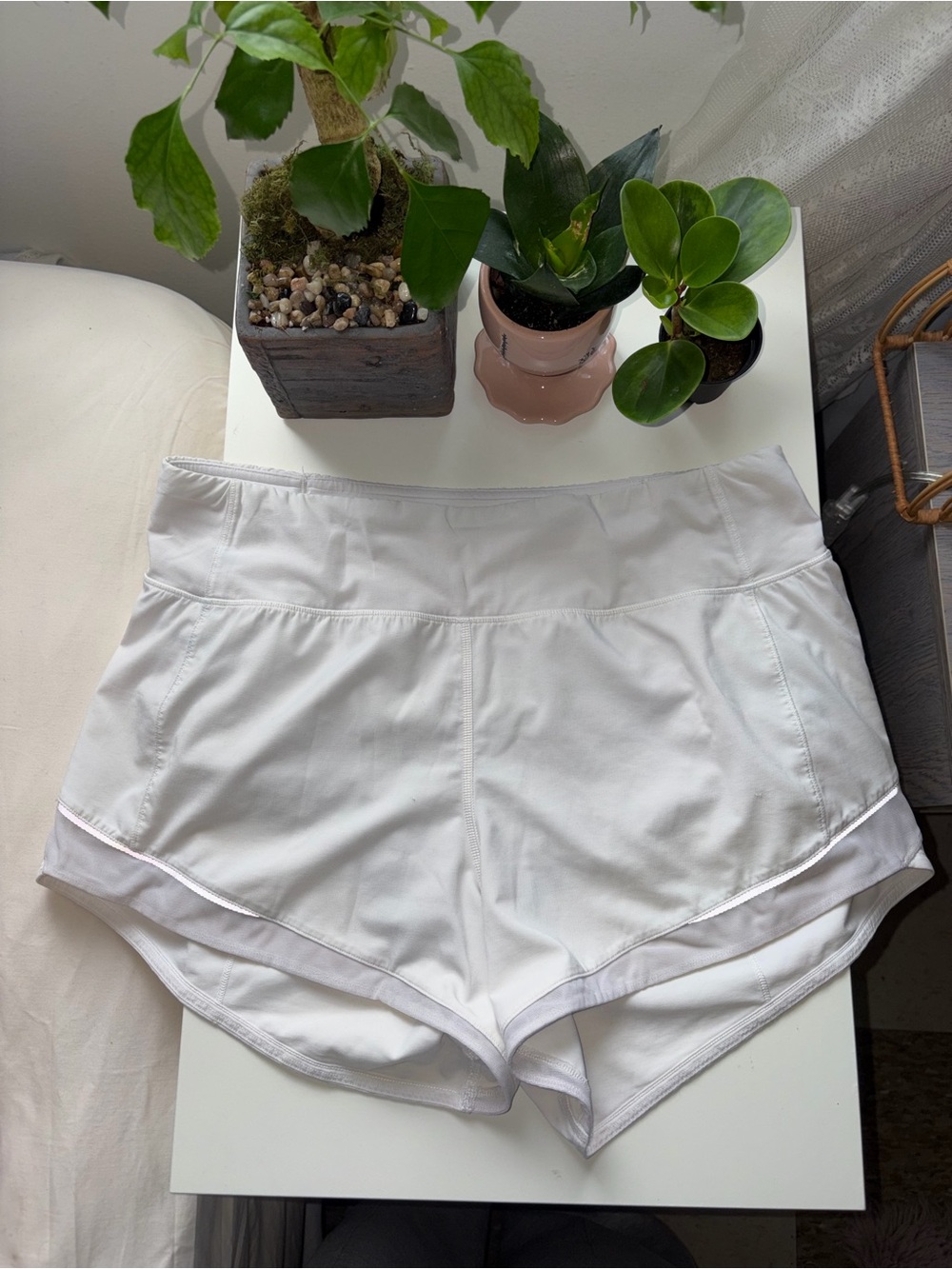 White Lululemon Gait Keeper Shorts